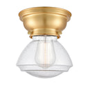 Olean Flush Mount shown in the Satin Gold finish with a Seedy shade