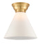 Cone Flush Mount shown in the Satin Gold finish with a Matte White shade