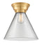 Cone Flush Mount shown in the Satin Gold finish with a Clear shade