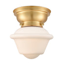 Oxford Flush Mount shown in the Satin Gold finish with a Matte White shade