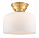 Bell Flush Mount shown in the Satin Gold finish with a Matte White shade