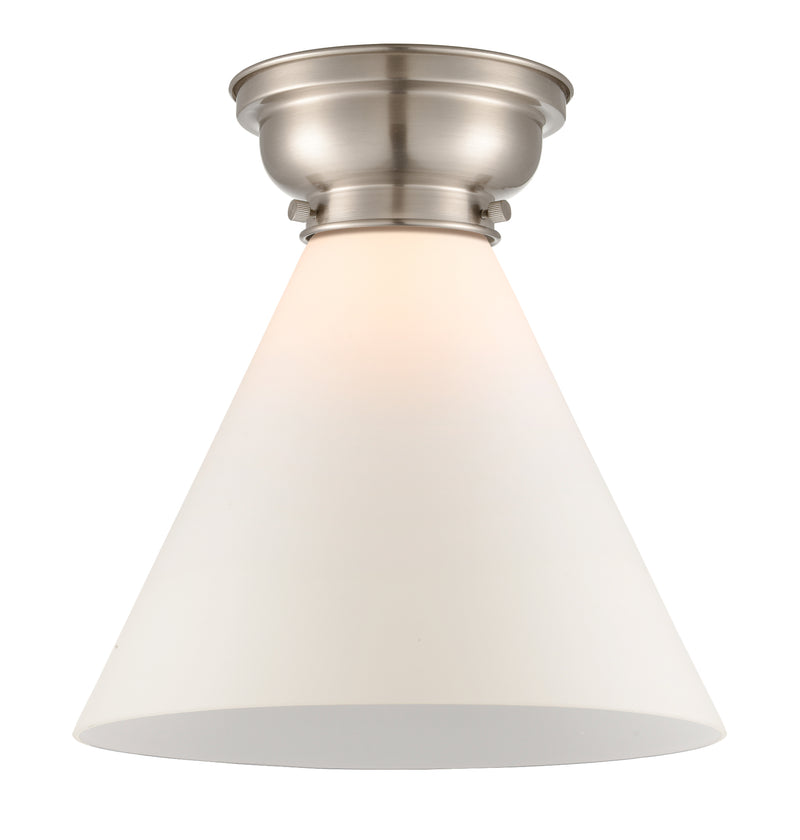 Cone Flush Mount shown in the Brushed Satin Nickel finish with a Matte White shade