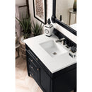 James Martin Brittany 36" Black Onyx Single Vanity with 3 cm Classic White Quartz Top 650-V36-BKO-3CLW