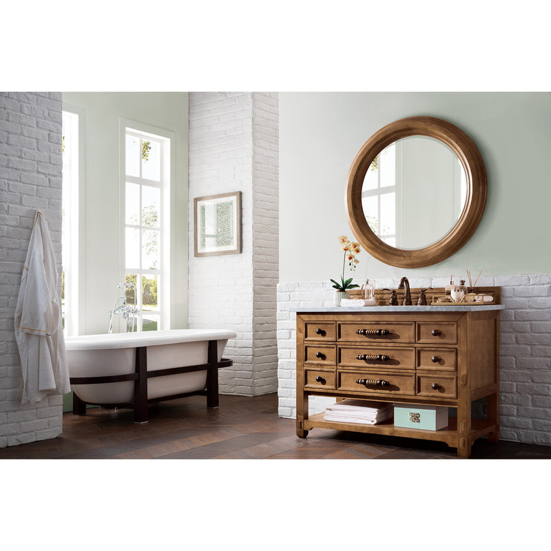 James Martin Malibu 48" Honey Alder Single Vanity with 3 cm Carrara Marble Top 500-V48-HON-3CAR