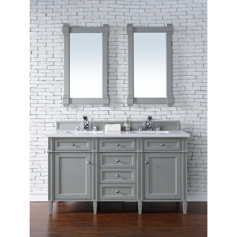 James Martin Brittany 60" Urban Gray Double Vanity with 3 cm Classic White Quartz Top 650-V60D-UGR-3CLW