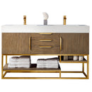 James Martin Columbia 59" Double Vanity Latte Oak Radiant Gold with Glossy White Composite Top 388-V59D-LTO-RG-GW