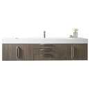 James Martin Mercer Island 72" Single Vanity Ash Gray with Glossy White Composite Top 389-V72S-AGR-A-GW