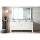 James Martin Linear 72" Double Vanity Glossy White with Glossy White Composite Top 210-V72D-GW-GW