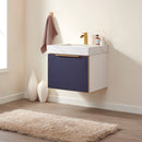 Alicante 24" Single Sink Bath Vanity in Blue with White Sintered Stone Top and Mirror