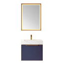 Alicante 24" Single Sink Bath Vanity in Blue with White Sintered Stone Top and Mirror