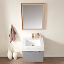 Alicante 24" Single Sink Bath Vanity in Blue with White Sintered Stone Top and Mirror