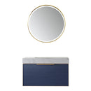 Alicante 36" Vanity in Classic Blue with White Sintered Stone Countertop and undermount sink With Mirror