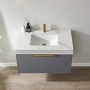 Alicante 36" Vanity in Classic Blue with White Sintered Stone Countertop and undermount sink With Mirror