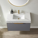 Alicante 36" Vanity in Classic Blue with White Sintered Stone Countertop and undermount sink With Mirror