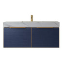 Alicante 48" Vanity in Classic Blue with White Sintered Stone Countertop and undermount sink With Mirror