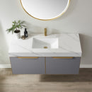 Alicante 48M" Vanity in Classic Blue with White Sintered Stone Countertop and undermount sink With Mirror