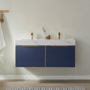 Alicante 48M" Vanity in Classic Blue with White Sintered Stone Countertop and undermount sink With Mirror