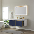 Alicante 48M" Vanity in Classic Blue with White Sintered Stone Countertop and undermount sink With Mirror