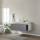 Alicante 48M" Vanity in Classic Blue with White Sintered Stone Countertop and undermount sink With Mirror