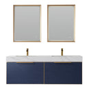 Alicante 60" Vanity in Classic Blue with White Sintered Stone Countertop and undermount sink With Mirror