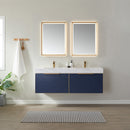 Alicante 60" Vanity in Classic Blue with White Sintered Stone Countertop and undermount sink With Mirror