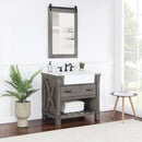 Villareal 36" Single Bath Vanity with Composite Stone Top in White, White Farmhouse Basin