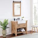 Villareal 36" Single Bath Vanity with Composite Stone Top in White, White Farmhouse Basin