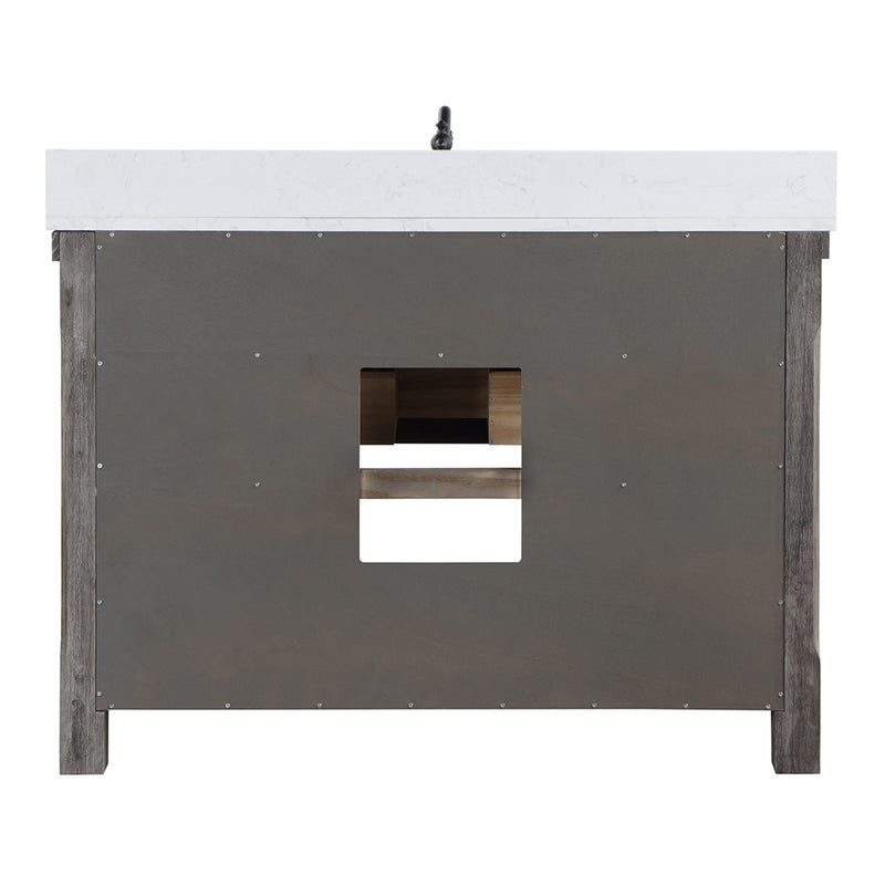 Villareal 48" Single Bath Vanity with Composite Stone Top in White, White Farmhouse Basin