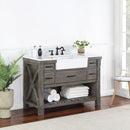 Villareal 48" Single Bath Vanity with Composite Stone Top in White, White Farmhouse Basin