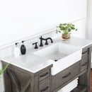 Villareal 48" Single Bath Vanity with Composite Stone Top in White, White Farmhouse Basin