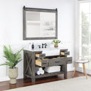 Villareal 48" Single Bath Vanity with Composite Stone Top in White, White Farmhouse Basin