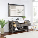 Villareal 60" Single Bath Vanity with Composite Stone Top in White, White Farmhouse Basin