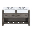 Villareal 60" Double Bath Vanity with Composite Stone Top in White, White Farmhouse Basin