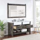 Villareal 60" Double Bath Vanity with Composite Stone Top in White, White Farmhouse Basin