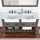 Villareal 60" Double Bath Vanity with Composite Stone Top in White, White Farmhouse Basin