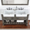 Villareal 60" Double Bath Vanity with Composite Stone Top in White, White Farmhouse Basin