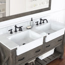 Villareal 60" Double Bath Vanity with Composite Stone Top in White, White Farmhouse Basin