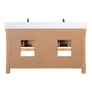 Villareal 60" Double Bath Vanity with Composite Stone Top in White, White Farmhouse Basin