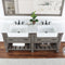Villareal 72" Double Bath Vanity with Composite Stone Top in White, White Farmhouse Basin