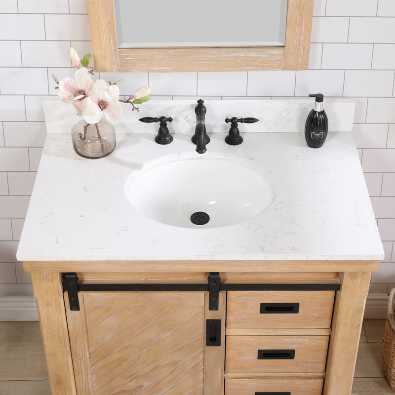 Cortes 36" Single Sink Bath Vanity with White Composite Countertop