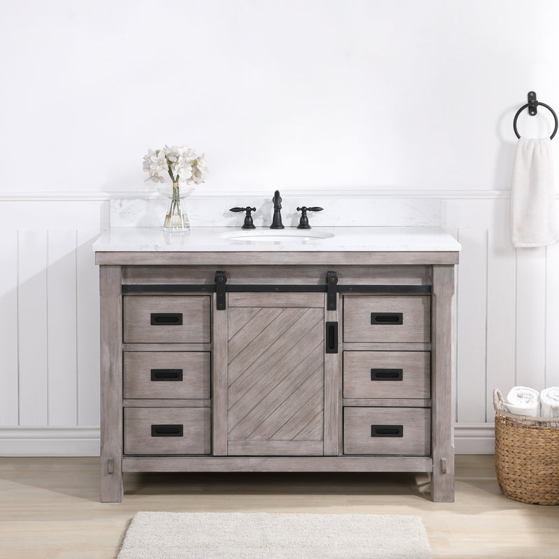 Cortes 48" Single Sink Bath Vanity with White Composite Countertop