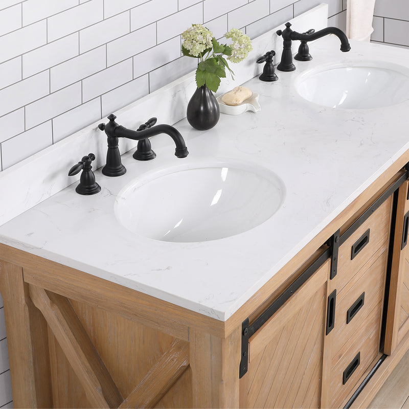 Cortes 60" Double Sink Bath Vanity with White Composite Countertop