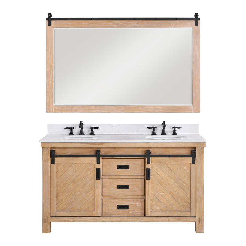 Cortes 60" Double Sink Bath Vanity with White Composite Countertop