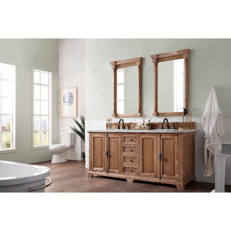 James Martin Providence 72" Driftwood Double Vanity with 3 cm Carrara Marble Top 238-105-5711-3CAR