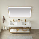 Vinnova Design Funes 60M" Double Sink Bath Vanity Metal Support with Sintered Stone Top