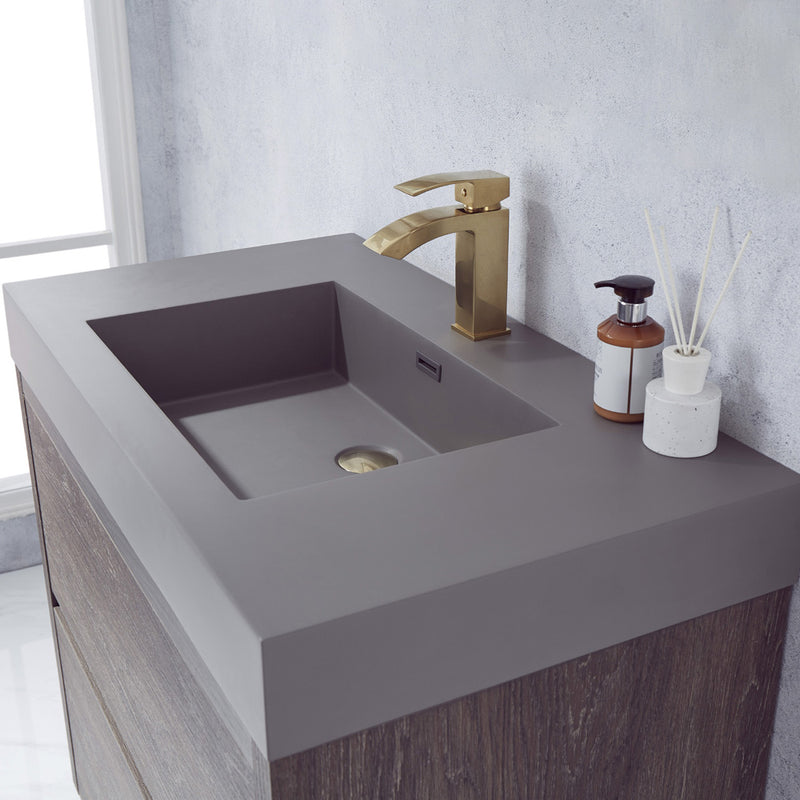 Vinnova Design Huesca 36" Single Sink Bath Vanity with Grey Composite Integral Square Sink Top