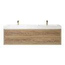 Vinnova Design Palencia 72" Double Sink Wall-Mount Bath Vanity with Grey Composite Integral Square Sink Top