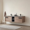 Vinnova Design Carcastillo 72" Double Sink Bath Vanity Oak with Grey Sintered Stone Top