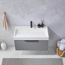 Vinnova Design Vegadeo 36" Single Sink Bath Vanity in Grey with White One-Piece Composite Stone Sink Top and Mirror