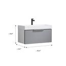 Vinnova Design Vegadeo 36" Single Sink Bath Vanity in Grey with White One-Piece Composite Stone Sink Top and Mirror